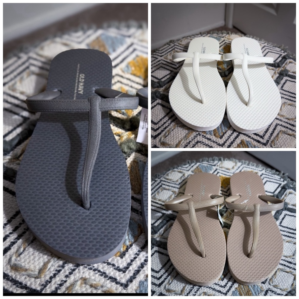 3 Pairs Old Navy T-Strap Flip Flops Size 6